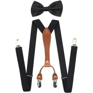 Costume Roaring 20s Suspenders & Bowtie Set Black